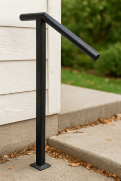 Single Step Handrail for 1-2 Steps – Heavy-Duty Metal Grab Rail – Modern & Rustic Stair Railing with Single Post