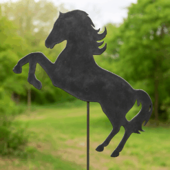 Metal Horse Garden Stake – Rustic Steel Horse Yard Art – Outdoor Farm Animal Decor