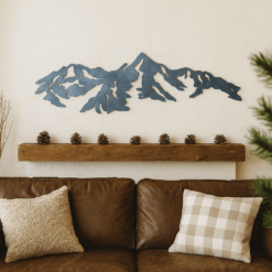 Rocky Mountain Metal Wall Art – Rustic Mountain Silhouette Sign – Cabin, Lodge & Farmhouse Decor
