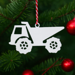 Dump Truck Christmas Ornament – Rustic Metal Holiday Tree Decoration – Unique Stocking Stuffer Gift