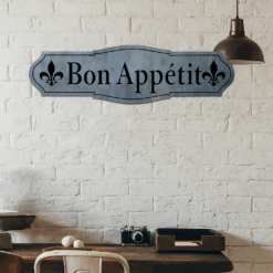 Bon Appetit Metal Sign – French Country Kitchen Wall Art – Rustic Farmhouse & Industrial Dining Decor