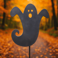 Metal Ghost Garden Stake – Halloween Yard Decor – Spooky Fall Steel Lawn Art