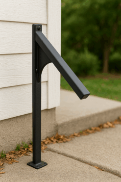 1 Step Handrail - Metal Grab Rail for One Stair - Rustic Farmhouse Stair Rail