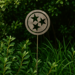 Tennessee Tri-Star Metal Garden Stake – Rustic State Pride Yard Art – Nashville Knoxville Chattanooga Memphis Décor