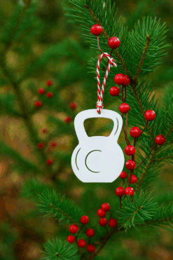 Kettlebell Christmas Ornament – Metal Holiday Tree Decoration – Fitness Inspired Stocking Stuffer Gift