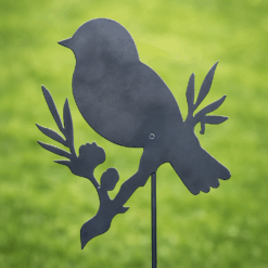 Metal Bird Garden Stake – Rustic Steel Outdoor Decor – Songbird Yard Art Marker