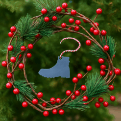 Work Boot Christmas Ornament – Rustic Metal Holiday Tree Decoration – Stocking Stuffer Gift with Outdoor Powder Coat Finishes