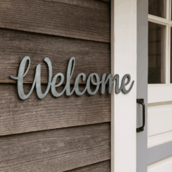 Metal Welcome Sign – Rustic Farmhouse Front Door & Porch Decor – Wedding Wall Art & Entryway Accent