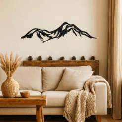 Metal Mountain Range Wall Art – Rustic Mountain Silhouette Sign – Modern Farmhouse & Cabin Decor
