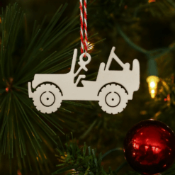 Willys Jeep Christmas Ornament – Rustic Metal Off-Road Truck Tree Decoration – Stocking Stuffer Gift for Adventurers