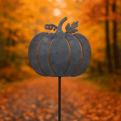 Cute Pumpkin Metal Garden Stake – Fall Yard Art, Halloween & Autumn Outdoor Decoration